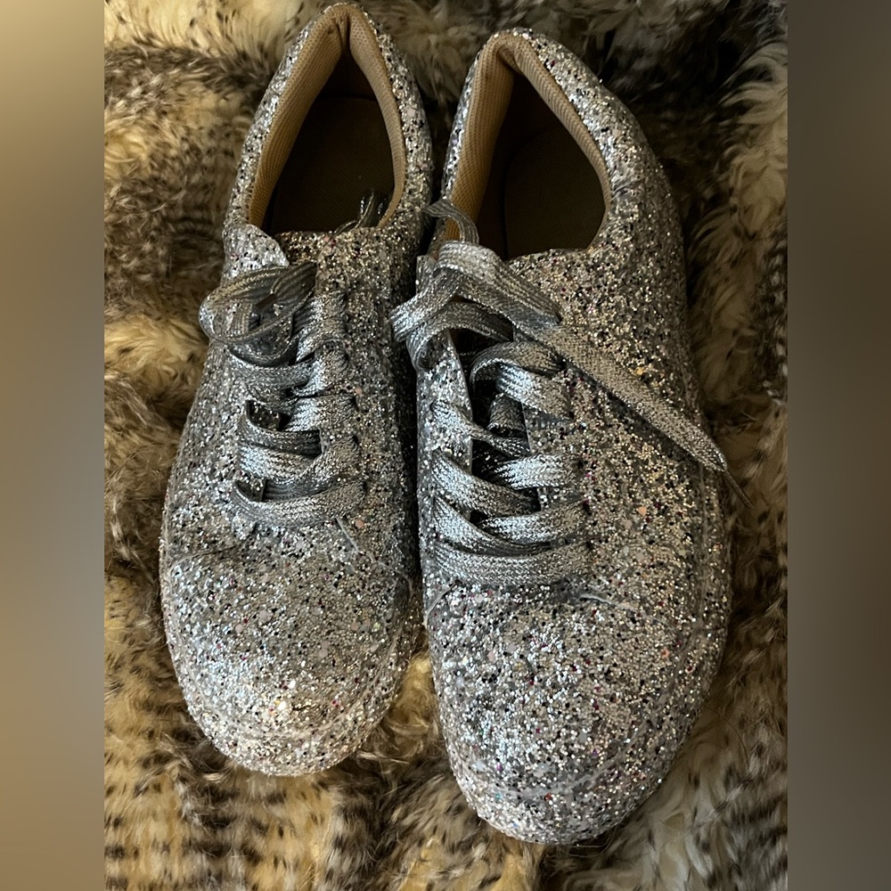 Silver Glitter Tennis Shoes